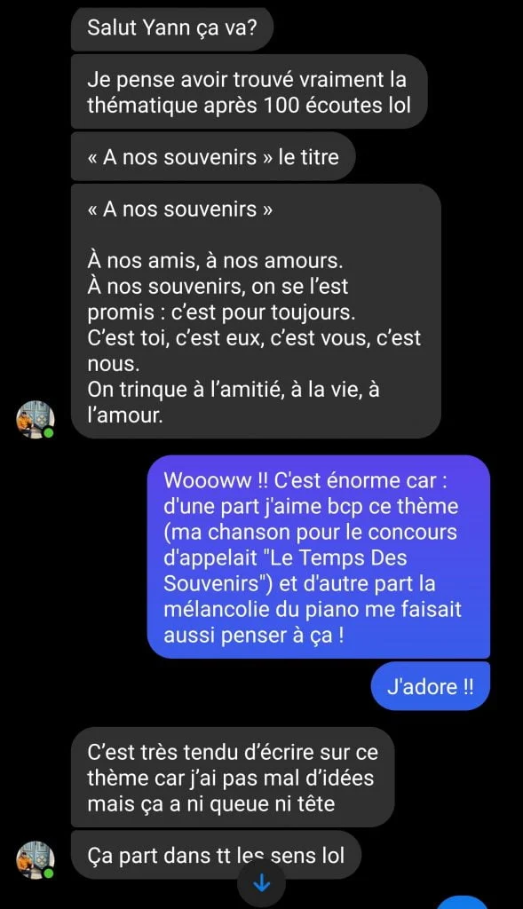 Échanges de messages avec RomSlam autour du titre