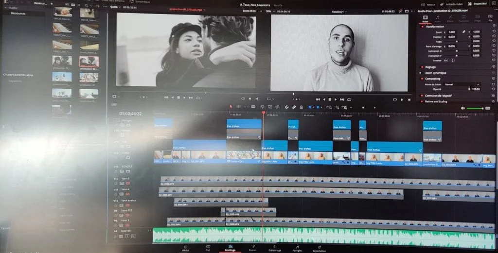 Le montage du clip dans le logiciel de montage